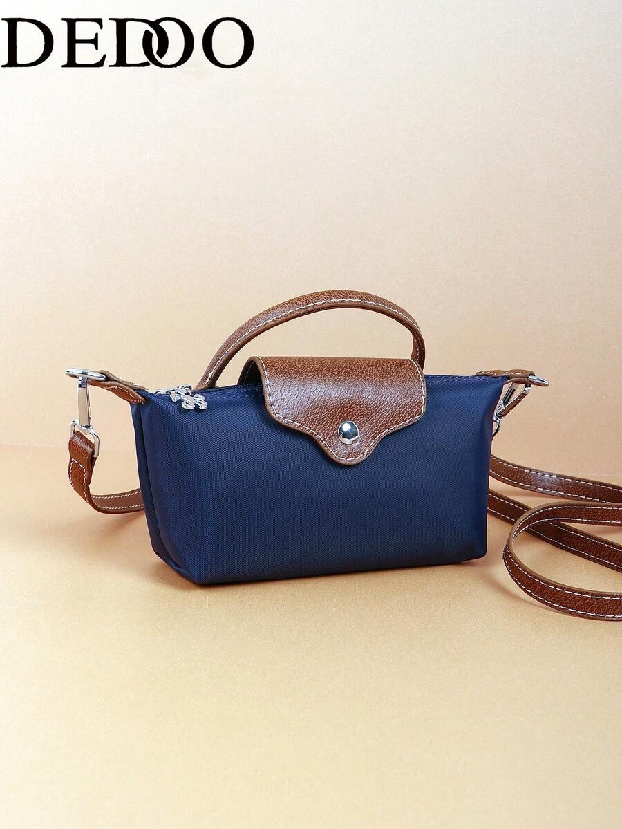 Dedoo Spring/Summer Fashion Classic Nylon Colorblock Mini Handbag, Minimalist Versatile Shell Crossbody Long Shoulder Bag