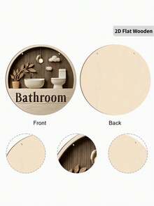 Modern Wooden Bathroom Sign, Vintage Decorative Hanging Ornament, Home Bathroom Wall Art/Desktop Decor - Multicolor - View 7