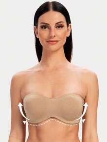 MELENECA Women's Minimizer Unlined Strapless Bras For Large Bust With Underwire Clear Strap - Beige - View 1