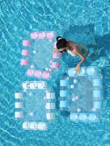 Transparent Glitter Mesh Inflatable Water Hammock Floating Bed, Adult Square Pool Lounge Chair, Inflatable Floating Bed For Beach, Pool And Water Activities - 彩色 - 查看 11