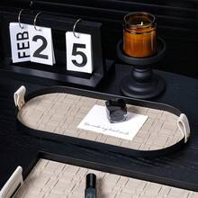 Luxury Metallic Leather Tray With Handle - Multi-Use Storage Organizer For Coffee Cups, Jewelry, Keys, Glasses, Cosmetics & More | Decorative Rectangular, Square & Oval Trays In Beige & Brown | Ideal For Home, Cafe, Party & Gifts - Storage Tray - View 11
