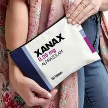 Funny Medical Humor Xanax Pill Bottle Print Makeup Bag - Alprazolam Medicine Design Cosmetic Pouch - Multicolor - View 2