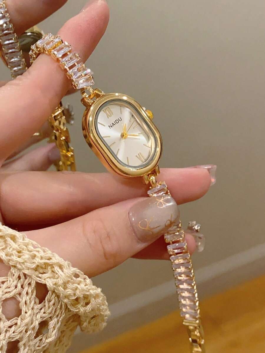 1PC Small Exquisite And Elegant Fashion Simple Number Women's Bracelet Watch Square Elegant Quartz Watches, Suitable For Daily Wear, Birthday Gift - White - View 1