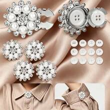 17pcs Unisex Shirt Button Covers, Includes 12 White Sewing Buttons, Detachable Pearl Button Pins For Shirt, Hat And Other Clothing Decoration - Multicolor - View 10