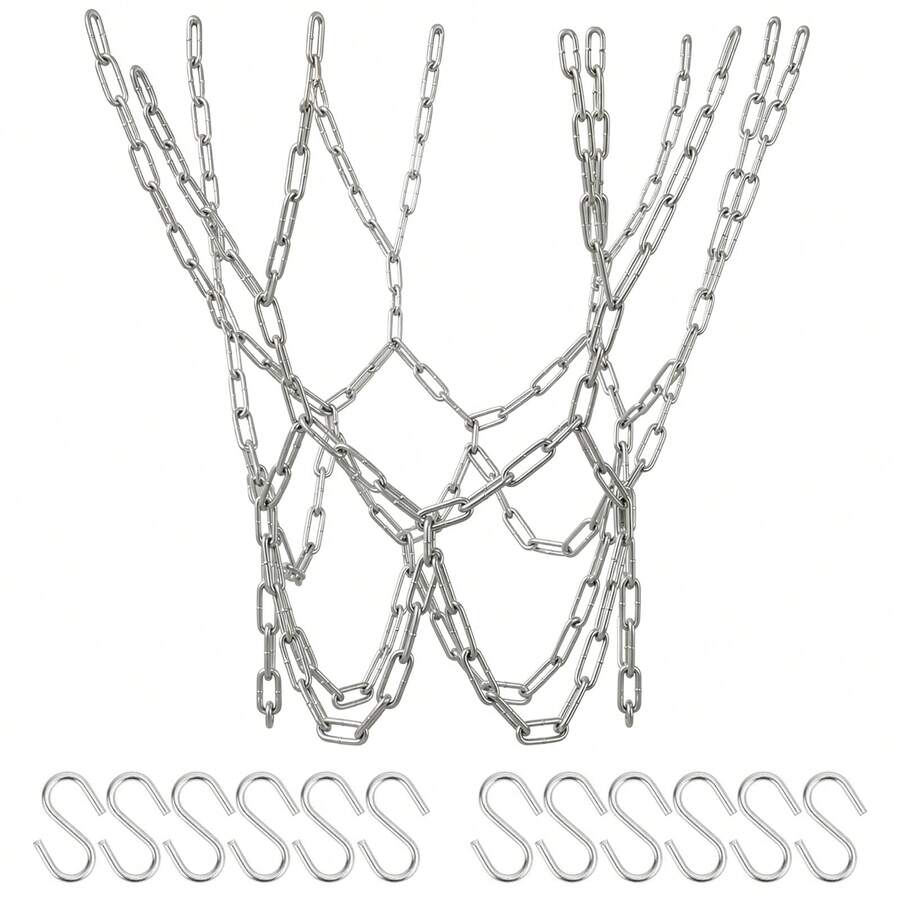 Basketball Nets 3mm 12 Loops Heavy Duty Steel Chain Basketball Net - Silver - View 1