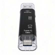 5合1 USB Type-C 外接讀卡機/讀卡器,TF/SD 記憶卡讀卡機,USB 隨身碟,Micro USB 多裝置轉接頭,相容智慧型手機與平板電腦,支援筆記型電腦,輕巧便攜設計,通用連接,精緻表面處理 - 查看 5