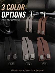 Gancho de almacenamiento para asiento de coche universal, gancho plegable para bolso de reposacabezas, gancho de coche minimalista adecuado para bolsos, ropa, comestibles y accesorios, resistente, fácil de instalar, organizador de almacenamiento interior del coche - Multicolor - Ver 3