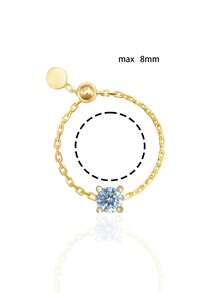 1pc S925 Sterling Silver Minimalist Cool Elegant Soft Chain Ring, Women's Unique Niche Design Ring, Daily Date Commute Versatile Gentle Elegant Delicate Small Adjustable Finger Ring - Drill - View 7
