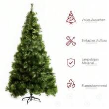210cm Artificial Christmas Tree, 505 Branch Artificial Tree, Christmas Tree Decoration With Metal Stand For Indoor Use - 綠色 - 查看 4