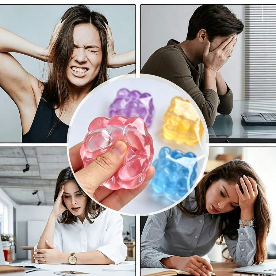 1pc, 5cm Large Size, Korean-Style Solid Color Flexible Liquid Silicone Bubble Ball Stress Relief Toy For Office Workers, Suitable For Pressing And Playing During Office Breaks, Calming Irritability And Relieving Mental Tension From Long Working Hours - Multicolor - View 1