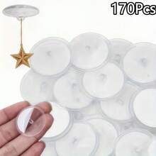 20/40/70/100/135/170Pcs Self-Adhesive Transparent Ceiling Hooks, Suitable For Decorations, Christmas Banners, Party Supplies, Removable Without Traces, Suitable For Tiles, Walls, Easy Installation - Clear - View 14