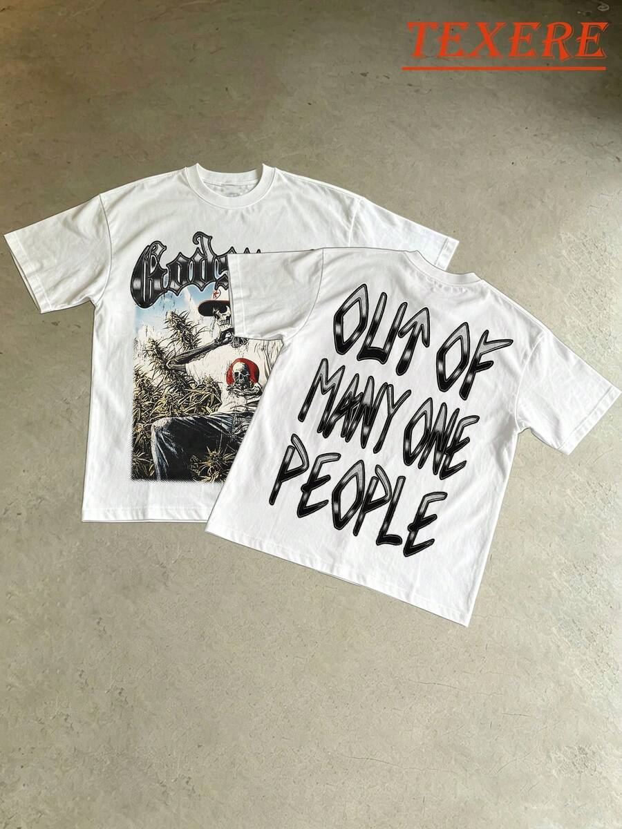 (180g 100 Percent Cotton T-Shirt) Men's T-Shirt Men's Casual  Comfortable,Y2K Fashionable T-Shirt, Funny T Shirt,Great Daily Outdoor Wear. - 白色 - 查看 1