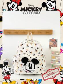1pc Official Disney Mickey Mouse All Over Print Backpack, Cartoon Pattern School Day Bag With Mickey Head Patch On Front Pocket, Multi-Pocket Casual Backpack, Suitable For Girls/Students/Young People/Fans, Perfect For Back To School, Fashion Campus Commute, Weekend Outings, Theme Park Visits And Daily Casual Activities - Multicolor - View 15