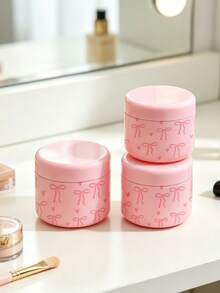 Bow Pattern Refillable Empty Cosmetic Jars With Lids, Travel Toiletry Containers, Moisturizer Sample Containers For Face Cream, Lotion, Cosmetics, Ointment, Face Mask, Travel Essentials, Fitness, Study (Empty Bottle Only) - Multicolor - View 4