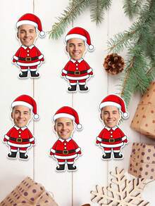 UNICCUT 24/48pcs Customized Christmas Face Stickers Personalized Santa Claus Head Merry Christmas Stickers With Face Photo, Self-Adhesive Photo Gift Labels For Holiday Gifts, Envelopes, Christmas Cards - Multicolor - View 4