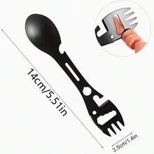1/2 buah/1 set Sendok Alat Multifungsi 10-in-1 dari Baja Tahan Karat - Menggabungkan Pembuka Botol, Pisau Bergerigi, Kunci Pas, dan Indikator Arah dalam Satu Alat, Desain Ringkas Cocok untuk Berkemah, Mendaki, Piknik, dan Backpacking - Lapisan Hitam, Perlengkapan Mendaki | Alat Multifungsi - MultiWarna - View 6
