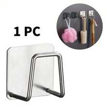 Wall-Mounted Kitchen Storage Rack With Hooks, No Drilling Adhesive Or Screws Required, Self-Adhesive Pot Rack For Tile Wall, Small Kitchen Pot Rack Organizer, Space-Saving Kitchen Wall-Mounted Pot Lid And Utensil Storage Rack, Suitable For Kitchen, Bathroom, Bedroom, For Hanging Wet Towels And Robes - Multicolor - View 11