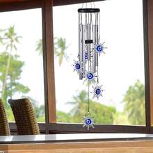 1pc Metal Wind Chime With Blue Evil Eye Design, Perfect For Home Decor, Mother's Day Gift, Or Enhancing The Beauty Of Balcony, Patio And Garden - Style 2 - View 5