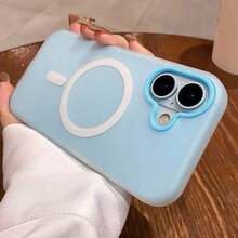 夏季清新色果凍感 2 合 1 磁吸手機殼，相容 iPhone 16 17 16e 17e，磨砂手感防摔硬殼，相容 iPhone 15 14 13 11 16 Pro Max 17 Pro Max 12 - 藍色 - 查看 9
