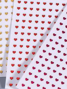 2pcs Mini Red Heart Metal Nail Art Stickers Heart Print Metallic Red Nail Decals Valentine's Day Holiday Nail Decals Self Adhesive 3D Manicure Decoration Accessories For Women&Girls Salon DIY - Red - View 3