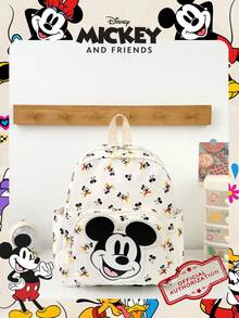 1pc Official Disney Mickey Mouse All Over Print Backpack, Cartoon Pattern School Day Bag With Mickey Head Patch On Front Pocket, Multi-Pocket Casual Backpack, Suitable For Girls/Students/Young People/Fans, Perfect For Back To School, Fashion Campus Commute, Weekend Outings, Theme Park Visits And Daily Casual Activities - Multicolor - View 8