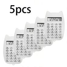 1pc/5pcs Lightweight Pocket Cat-Shaped Calculator, Mini Body Fits In Pencil Case Or Bag For Easy Carrying, Basic Calculation + Memory Function For Daily Accounting, Bottom Hanging Hole Compatible With Lanyard To Prevent Loss, Portable Simple Calculator For Commuting, Library Study, And Business Trips - A - View 2