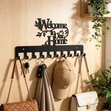 Warm Home Sweet Home Iron Wall Decor Hooks, New Home Moving Gift Wall-Mounted Coat Rack, Home Entryway Key & Bag Storage Hooks, Creative Metal Multi-Hook Organizer, Halloween, Holiday, Home Decor Item - View 10