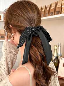 2/1/1pc/Set Vintage Polka Dot Ribbon Scrunchie, Drape Fabric Lightweight And Non-Pressing, Retro Fashion Hair Accessory - Suitable For Women And Girls, Perfect For Daily, Dating, School, Vacation And More - Multicolor - View 3