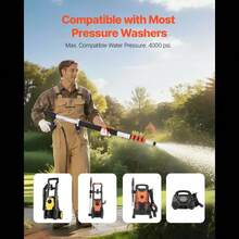 Telescopic Lance, Telescopic Pole, Telescopic Handle, 5.5 M, 4000 PSI, With Pressure Washer Extension Rods, Gutter Cleaner, Brush Head, 5 Spray Nozzle Tips, Adapter & Adjustable Support Strap-XY712262 - Multicolor - View 9