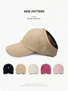 Heart Embroidery High Ponytail Semi-Open Top Women's Summer Sun Protection Baseball Cap Versatile Baseball Cap - Multicolor - View 1