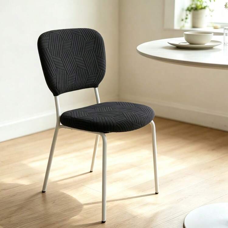 2pcs/Set Solid Color Split Dining Chair Cover Jacquard Stretch Make-Up Chair Seat Slipcover With Backrest Cover For VlHALS Chair Decor - Multicolor - View 13