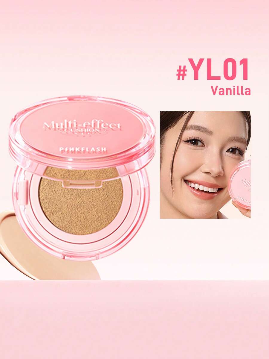 PINKFLASH Cushion Foundation, Menyamarkan Pori-Pori, Tahan Air, Mengontrol Minyak, Daya Tutup Tinggi, Cocok untuk Semua Jenis Kulit, Sempurna untuk Riasan Sehari-hari, Tampilan Pesta dan Gaya Y2K, Hadiah Ideal untuk Hari Valentine dan Tahun Baru