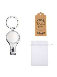 Bulk Nail Clipper Keychain, Multi-Function Nail Clipper Bottle Opener Key Ring, Includes Transparent Bag And Thank You Card Bridal Shower/Baptism Favor Gift Set - Multicolor - View 6