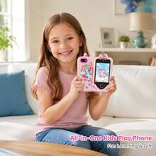 Kids Smartphone Toy With HD Touch Screen & Dual Cameras, Multi Functional Kids Play Phone With Educational Games, Storybook, Video Recorder, Music Player, Drawing, Flashlight & Alarm Clock, Rechargeable USB Kids Travel Toy Gift For Kids Age 3-10 - 彩色 - 查看 9