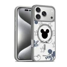 Miniso Disney Mickey dan Minnie Mouse Pasangan Sederhana Kartun Mickey Mouse MagSafe Pengisian Daya Magnetik, kompatibel dengan iPhone 17/17 Pro Max/16/17 Pro/15/14/16 Plus/17 Air/IP 13/15 Pro/12/15 Plus, tahan jatuh dan tahan gores, kompatibel dengan Apple. - Grey - View 4