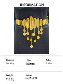 1pc Fashionable Women's Gold Waist Chain Body Chain Middle East Dubai European American Bridal Wedding Banquet Dress Accessory - Yellow Gold - View 5
