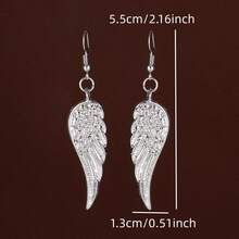 JOJELOO 18K Gold Plated Cubic Zirconia Angel Wing Pendant Earrings - Exquisite Feather Design, Luxurious Jewelry, New Fashion Accessory, Ideal Gift For Special Occasions - Multicolor 2 - View 12