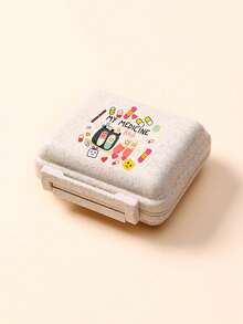 迷你 6 格便攜藥盒，收納盒，旅行藥盒，印有「My Pill Box」和藥丸圖案，6 格小藥盒，密封包裝收納盒，6 天週用藥盒，旅行必備藥盒，日常維生素藥盒，口袋藥盒收納盒，精緻收納盒，居家必備，旅行必備 - 彩色 - 查看 1