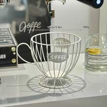 1 pieza Estante de almacenamiento de cápsulas de café de metal, Cesta de almacenamiento de cápsulas de café de alambre, Estante de almacenamiento de cápsulas de espresso, Adecuado para cocina del hogar, cafetería, hotel (forma de taza de té) - Multicolor - Ver 14