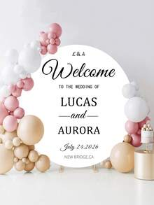 Fondo redondo personalizable (soporte no incluido), patrón/logo/texto imprimible, duradero, adecuado para bodas, fiestas de cumpleaños, bautizos, accesorios de fotomatón y decoraciones de fiesta, diseño redondo moderno, textura suave, fondo redondo - Multicolor - Ver 3