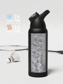 Powcan 32 Oz Stainless Steel Insulated Water Bottle With Straw And Carry Loop, Double-Walled To Keep Cold For 24 Hours, Leak-Proof, Suitable For Sports And Travel - Black - View 3
