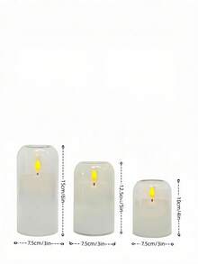 3pcs White Curved Transparent Acrylic Flameless LED Candles, And Worry-Free With No Fire Hazard, Flickering LED Candles, Durable, Battery Powered, Timer/Remote Control Function, Suitable For Decorating Dining Table, Party, Wedding And Holiday Atmosphere - White - View 5
