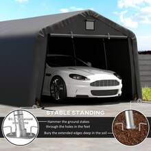 Outsunny 12 X 20 Ft Heavy Duty Carport, Outdoor Portable Garage Canopy Tent With 2 Ventilation Windows, Large Door, Car Shed Shelter For Truck, Boat, Motorcycle, Bike, Black - A - 查看 4