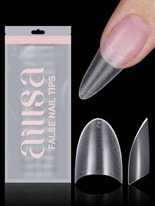 360/240/120pcs Short Almond Acrylic False Nails, 12 Sizes Half-Cover Pointed Tips, Suitable For Nail Extensions And Home Use Wearable Nail Art Supplies - Clear - View 1