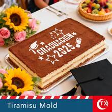 1pc Transparent Acrylic Tiramisu Cake Stencil, Personalized Tiramisu Cake Printing Mold, Creative Cake Mold, Hollowed-Out Blessing Phrase Design Template, Easy To Use, Clear Pattern, Reusable,Suitable For Graduation Party Cake Decoration - View 6