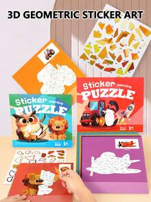 Children's 3D Puzzle Sticker Book - Portable Quiet Book, Montessori Preschool Activity, Develops Creativity And Motor Skills, Birthday Gift - Multicolor - View 2