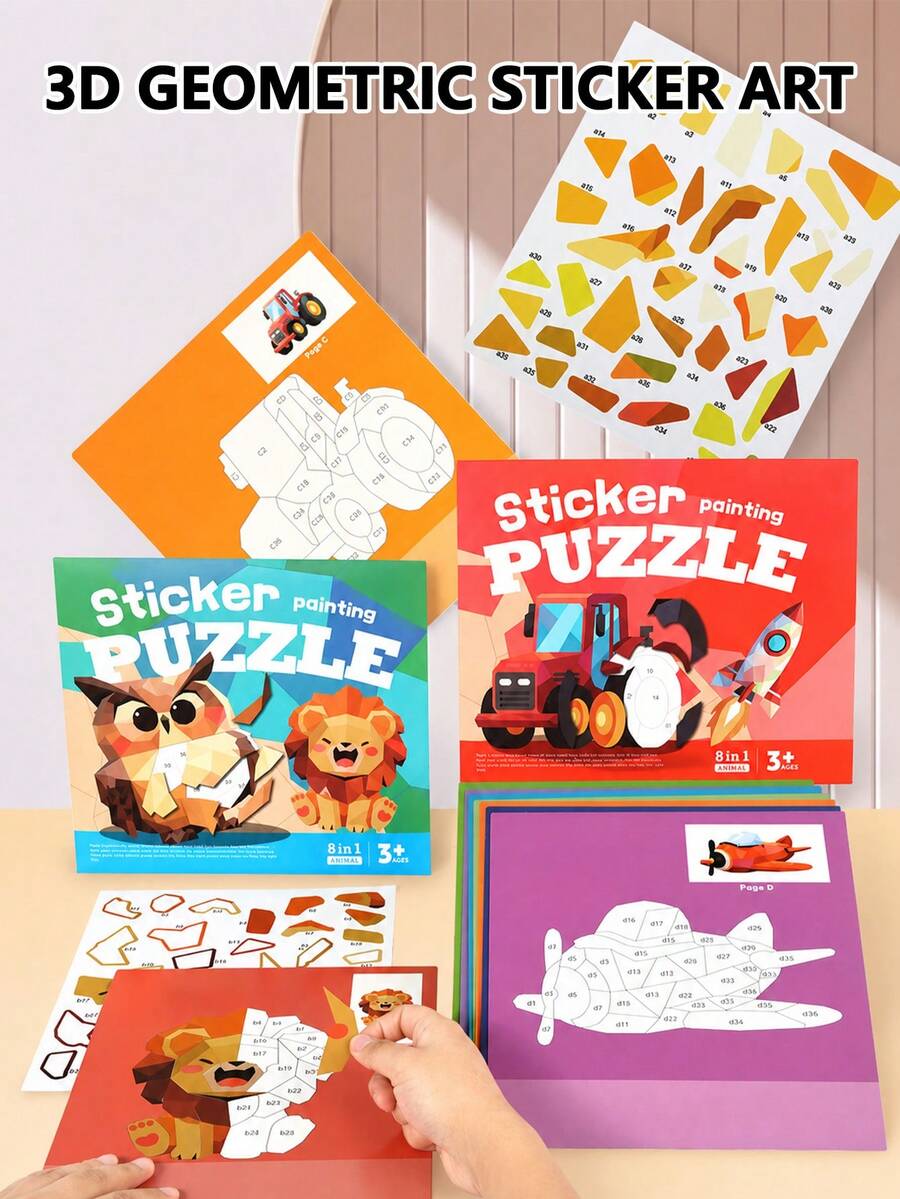 Children's 3D Puzzle Sticker Book - Portable Quiet Book, Montessori Preschool Activity, Develops Creativity And Motor Skills, Birthday Gift