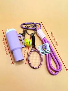 1 Set Gantungan Kunci Berbentuk Cangkir dan Raket Tenis dengan Rantai yang Dapat Dilepas - Sempurna untuk Menyimpan Lip Gloss - Gantungan Kunci Lipstik - Gantungan Kunci Wadah Lipstik - Kotak Penyimpanan Lip Balm - Seri Olahraga Modis, Gantungan Kunci Unik, Dekorasi Tas, Gantungan Ponsel - MultiWarna - View 6