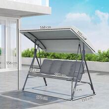 3 Seater Garden Swing Chair, Patio Rocking Bench With Tilting Canopy, Removable Cushion - Brown - View 5
