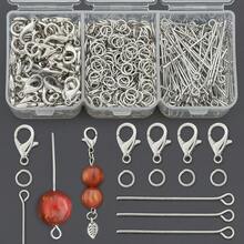 300/350/380pcs DIY Jewelry Making Head Pins With Lobster Clasp, 9-Pin, Jump Rings, Cuttable And Bendable Beading Pins, Suitable For DIY Hand Accessories, Necklace, Hair Clip Decorations, Earring Connector Pins, Spring Clasps, Bag Accessories Making Materials, DIY Jewelry Making Accessories - Lobster Claw Clasp & 9-pin & Jump Ring - View 4